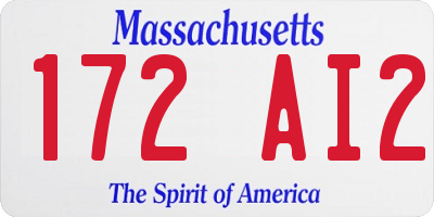 MA license plate 172AI2