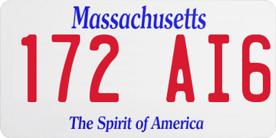 MA license plate 172AI6