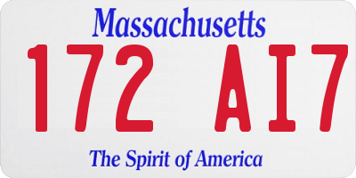 MA license plate 172AI7