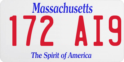 MA license plate 172AI9