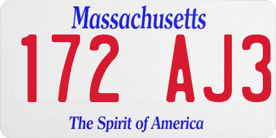 MA license plate 172AJ3