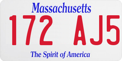 MA license plate 172AJ5