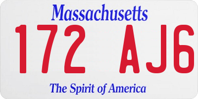 MA license plate 172AJ6