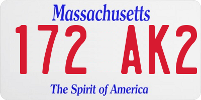 MA license plate 172AK2