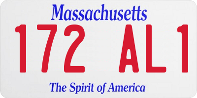 MA license plate 172AL1