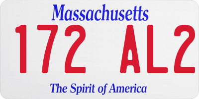 MA license plate 172AL2