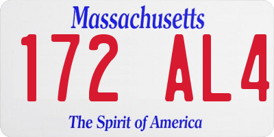 MA license plate 172AL4