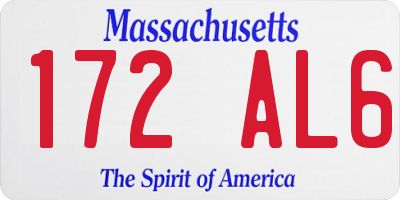 MA license plate 172AL6