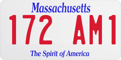 MA license plate 172AM1
