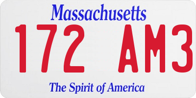MA license plate 172AM3