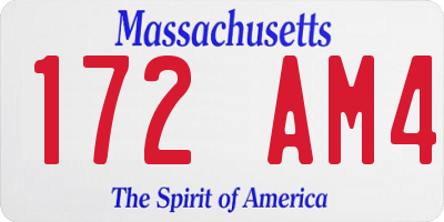 MA license plate 172AM4