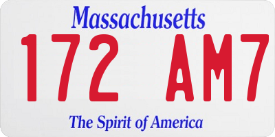 MA license plate 172AM7