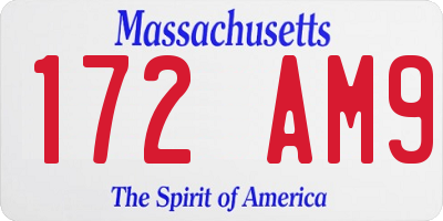 MA license plate 172AM9