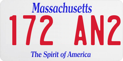 MA license plate 172AN2