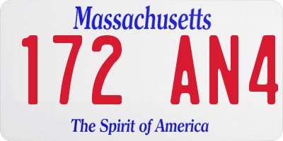 MA license plate 172AN4