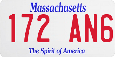 MA license plate 172AN6