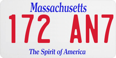 MA license plate 172AN7