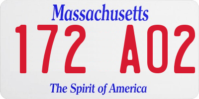 MA license plate 172AO2