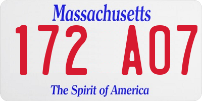 MA license plate 172AO7