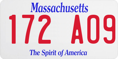 MA license plate 172AO9