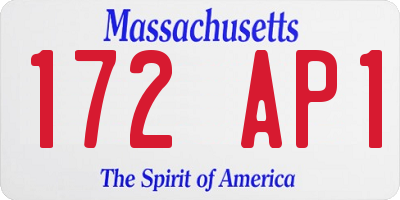 MA license plate 172AP1