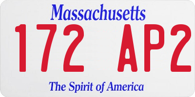 MA license plate 172AP2