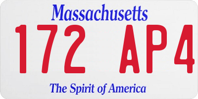MA license plate 172AP4