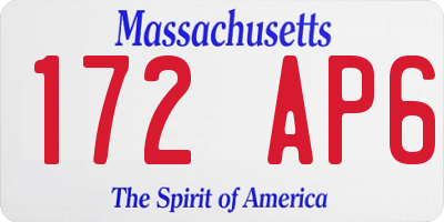 MA license plate 172AP6