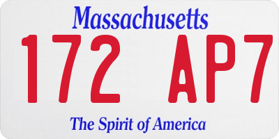 MA license plate 172AP7