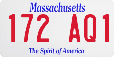 MA license plate 172AQ1