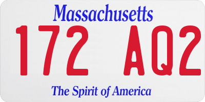 MA license plate 172AQ2