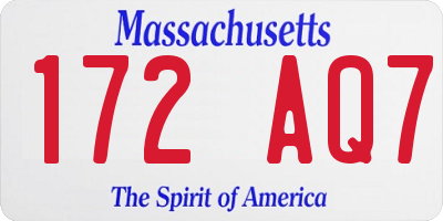 MA license plate 172AQ7