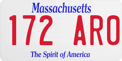 MA license plate 172AR0