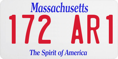 MA license plate 172AR1