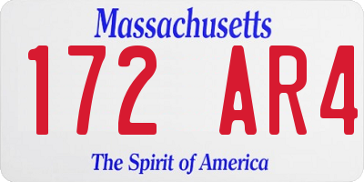 MA license plate 172AR4
