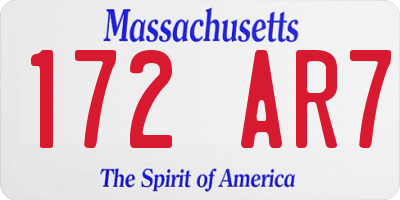 MA license plate 172AR7