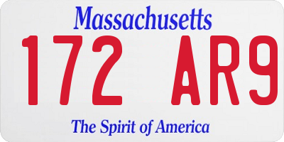 MA license plate 172AR9