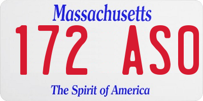 MA license plate 172AS0