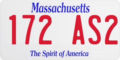 MA license plate 172AS2