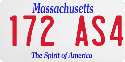 MA license plate 172AS4