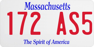 MA license plate 172AS5