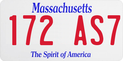 MA license plate 172AS7