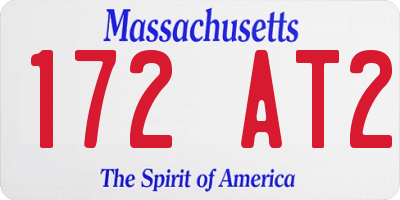MA license plate 172AT2