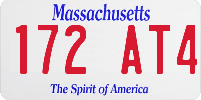 MA license plate 172AT4