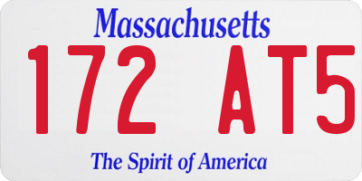 MA license plate 172AT5