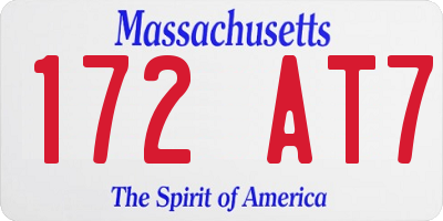 MA license plate 172AT7