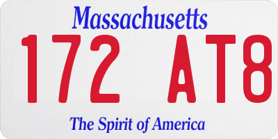 MA license plate 172AT8