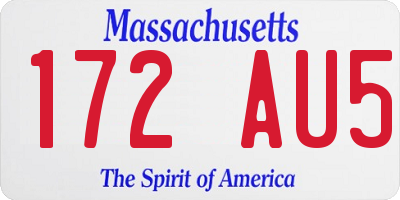 MA license plate 172AU5