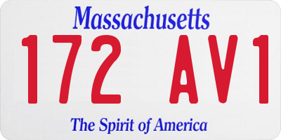 MA license plate 172AV1