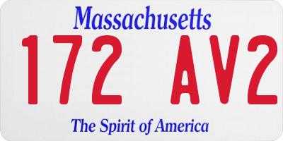 MA license plate 172AV2